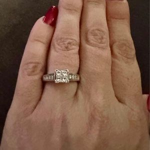 14k White Gold Princess Cut Engagement Ring